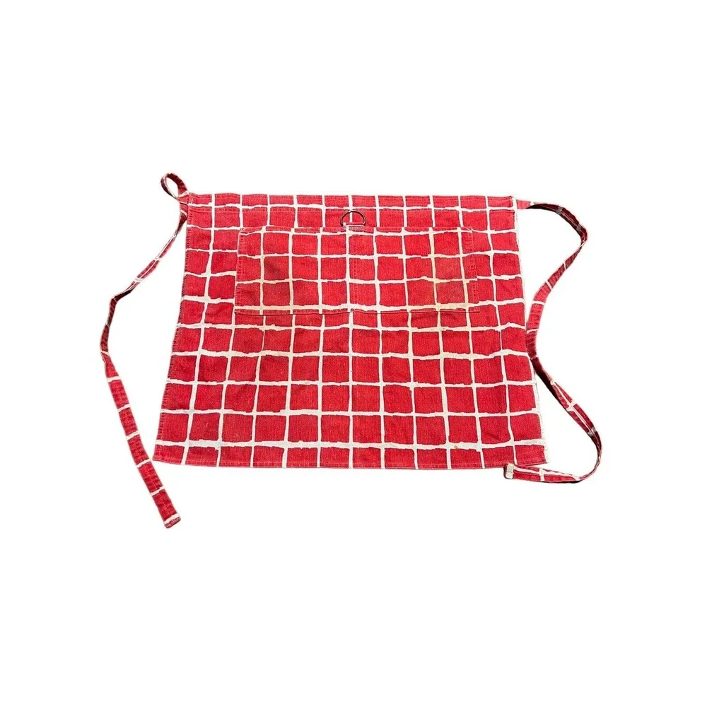 Vintage Crackers Red White Pizza Brick Apron Half Waist Tie Pockets D Ring